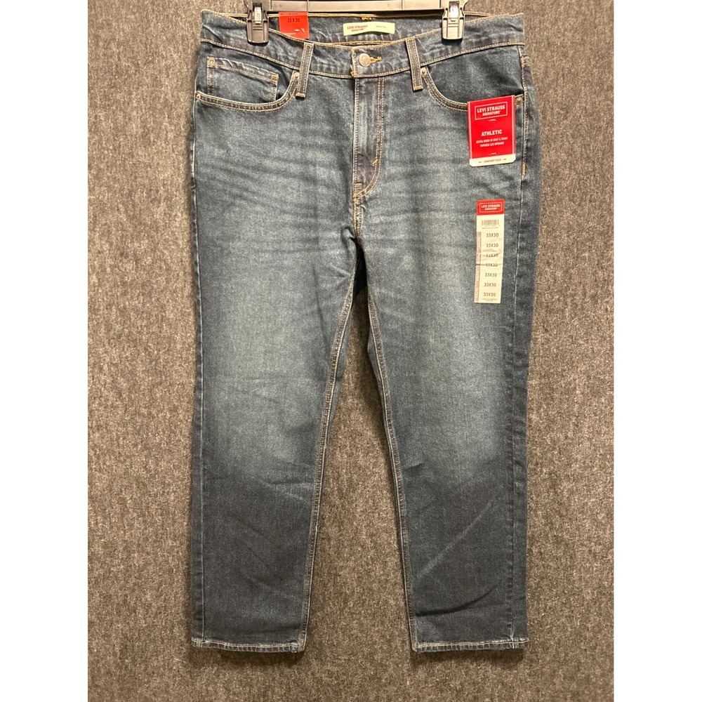 Levi Strauss Signature Jeans Mens 33x30(29) Blue Athletic Tapered Comfort Flex